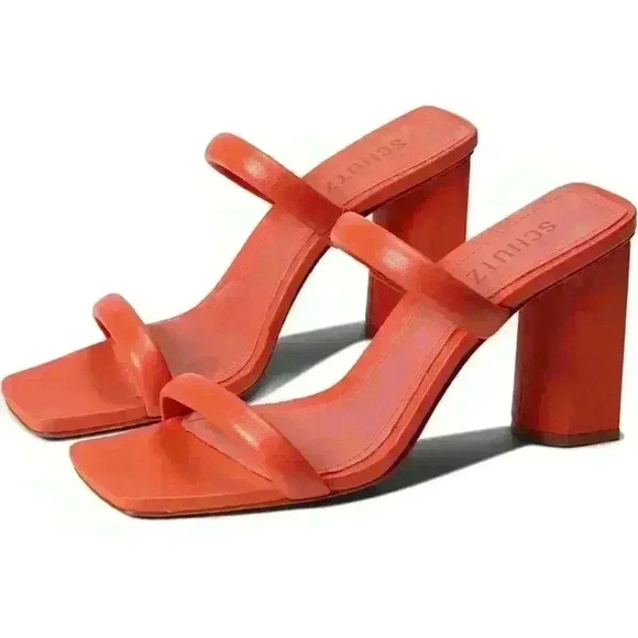 NWT SCHUTZ Ully Nappa Leather Double Straps Heeled Sandal - Picture 10 of 16